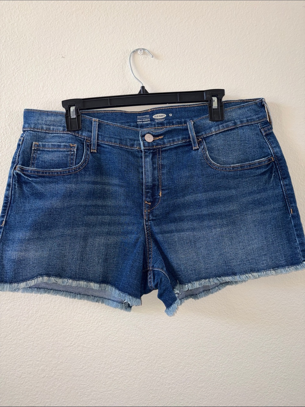Old Navy Dark Blue Denim Frayed Hem Shorts